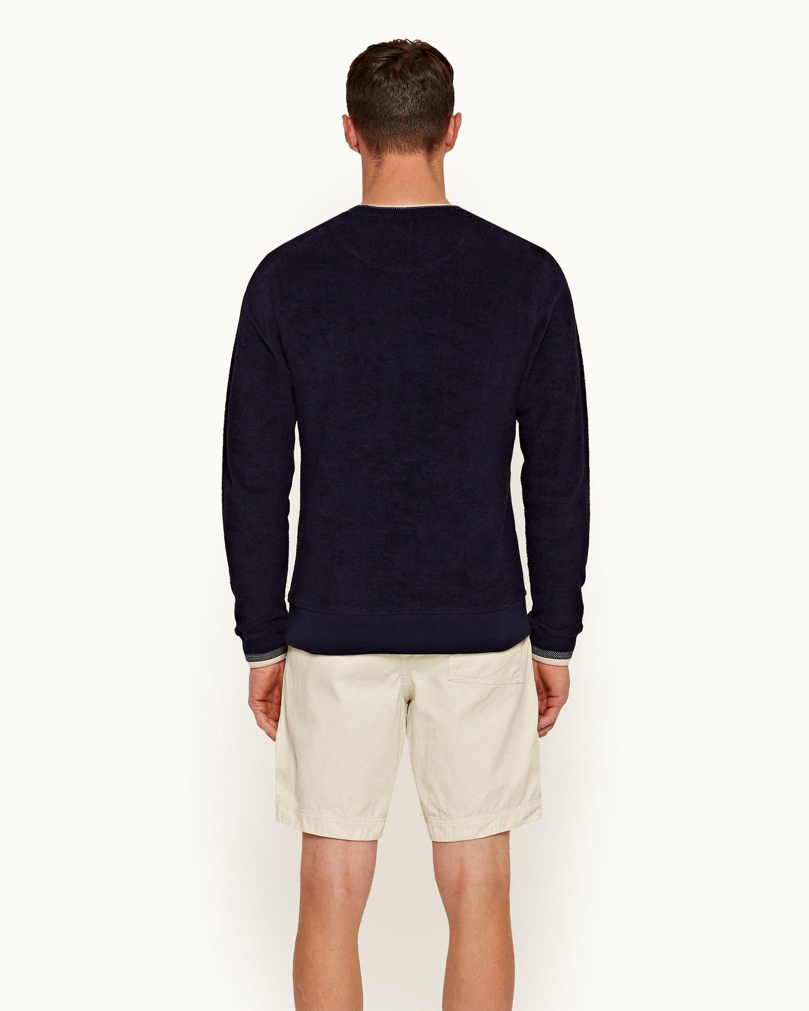 Pierce Towelling Navy/Alabaster Classic Fit Towelling Sweatshirt | Navy/Alabaster