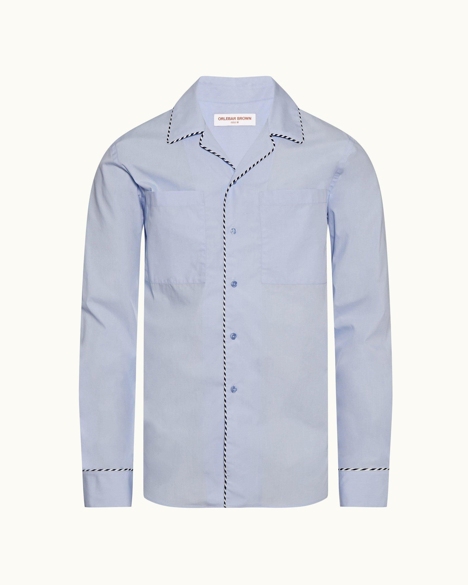 Ravinger Light Blue Relaxed Fit Capri Collar Compact Cotton Shirt | Light Blue