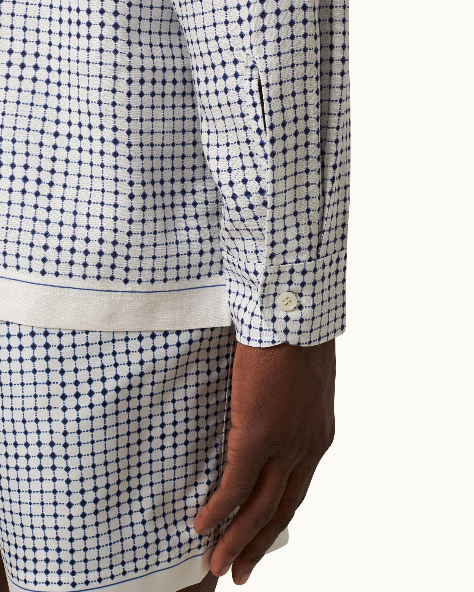 Men | Ridley Linen Shirt | White Sand/Azul Blue