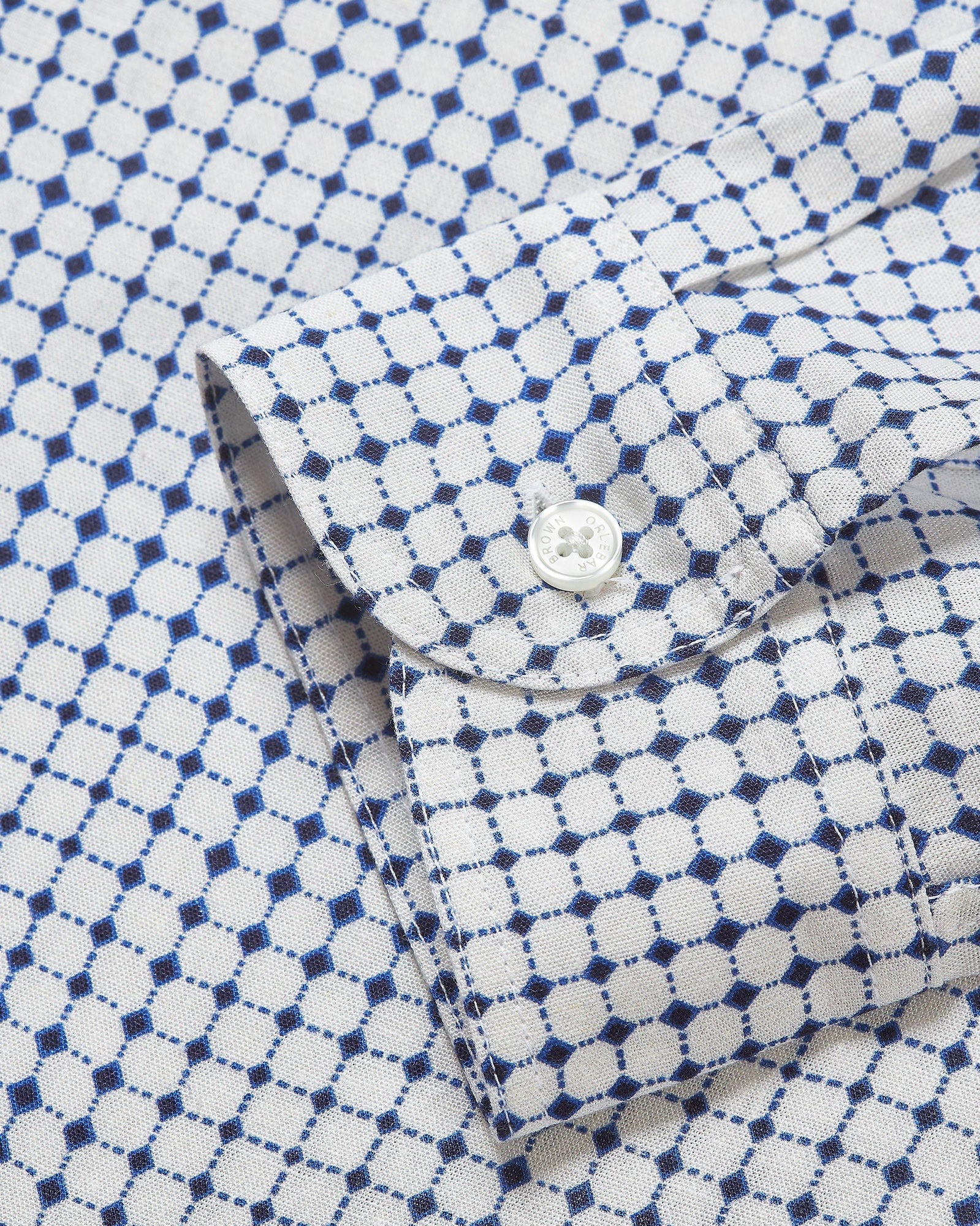 Men | Ridley Linen Shirt | White Sand/Azul Blue