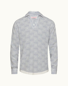 Men | Ridley Linen Shirt | White Sand/Azul Blue