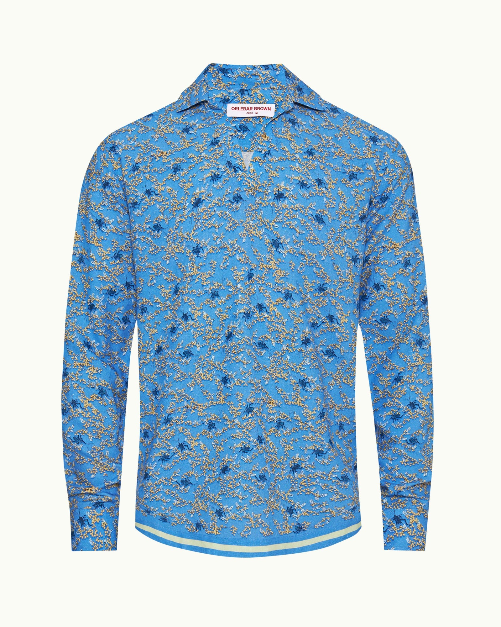 Ridley Wonder Full Print Classic Collar Relaxed Fit Overhead Shirt in Springfield Blue | Springfield Blue