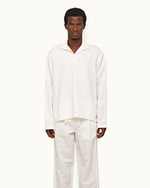 Sea Mist Classic Collar Overhead Mix Fabric Shirt | Sea Mist