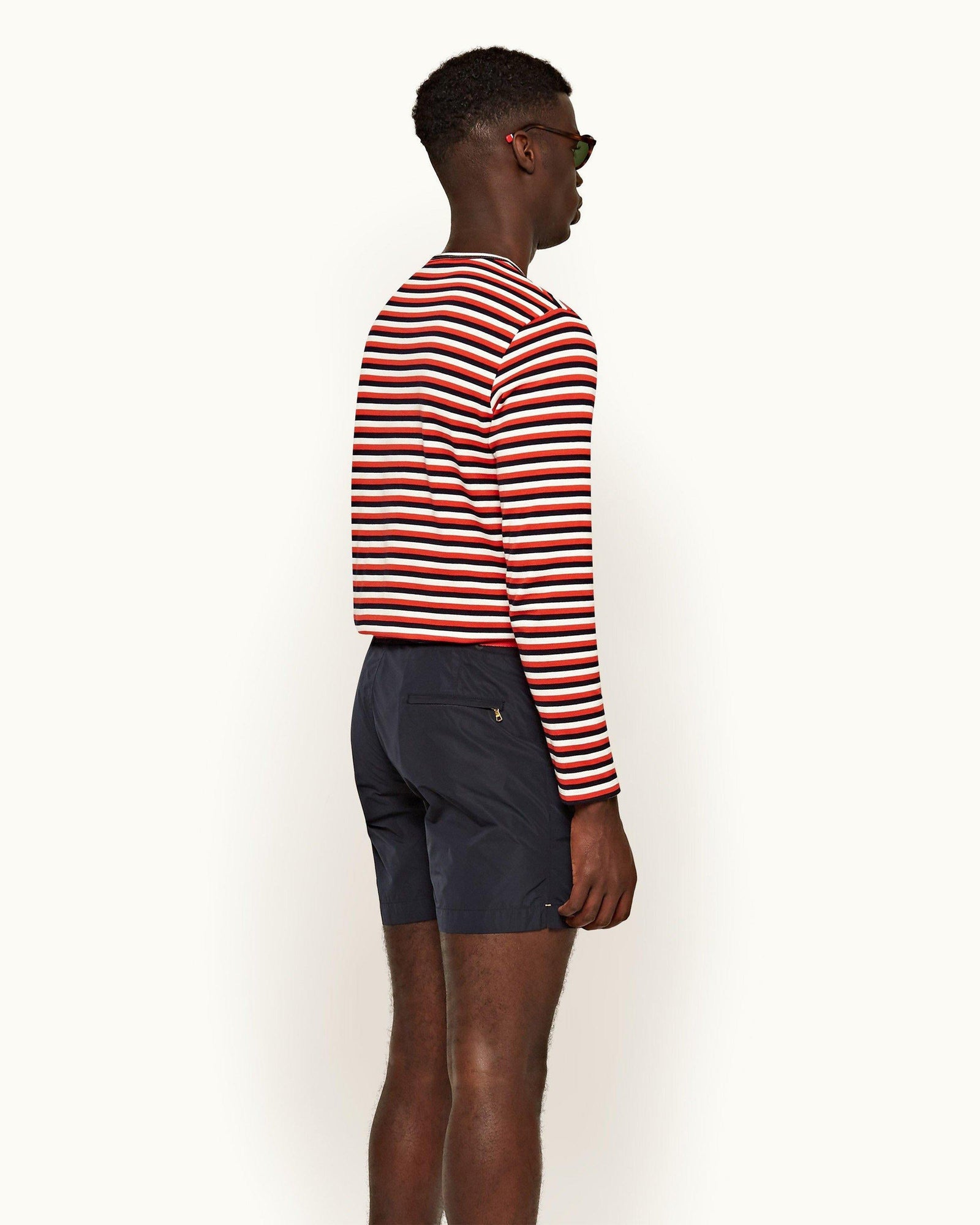 Sammy Stripe Ink/Summer Red/White Sand Stripe Long-Sleeve Cotton T-shirt | Ink/Summer Red/White Sand