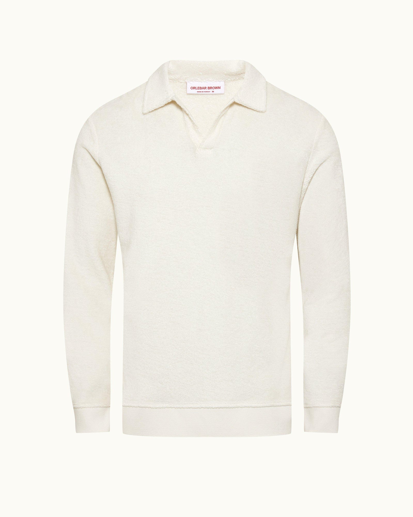 Santino Sand Classic Fit Organic Cotton Towelling Polo Shirt In White | White Sand