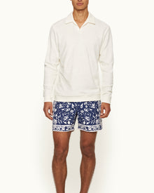 Santino Sand Classic Fit Organic Cotton Towelling Polo Shirt In White | White Sand