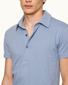 Sebastian Silk Tailored Fit Cotton-Silk Polo Shirt In Hush Blue | Hush