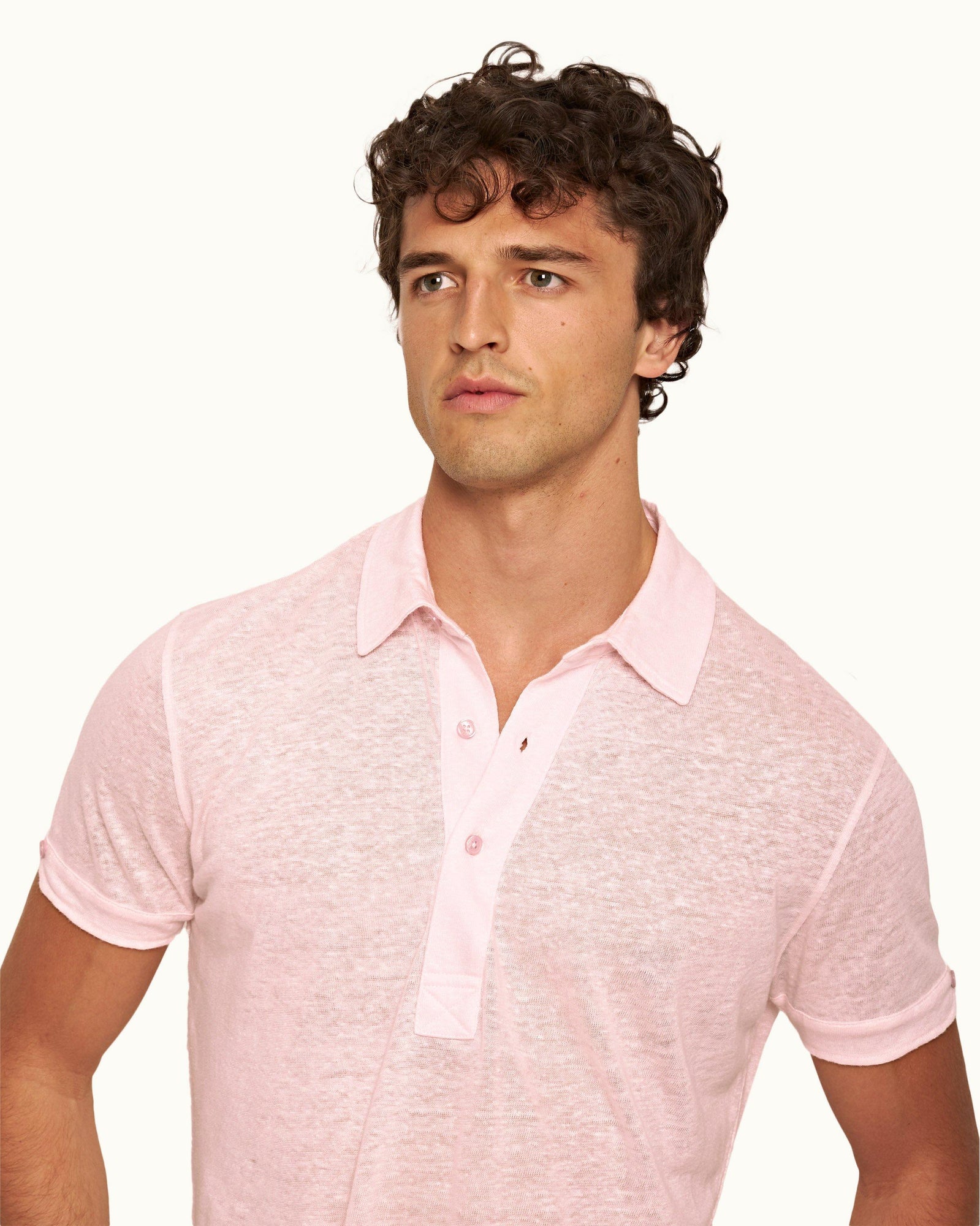 Sebastian Linen Rose Tailored Fit Short-Sleeve Linen Polo Shirt | Rose