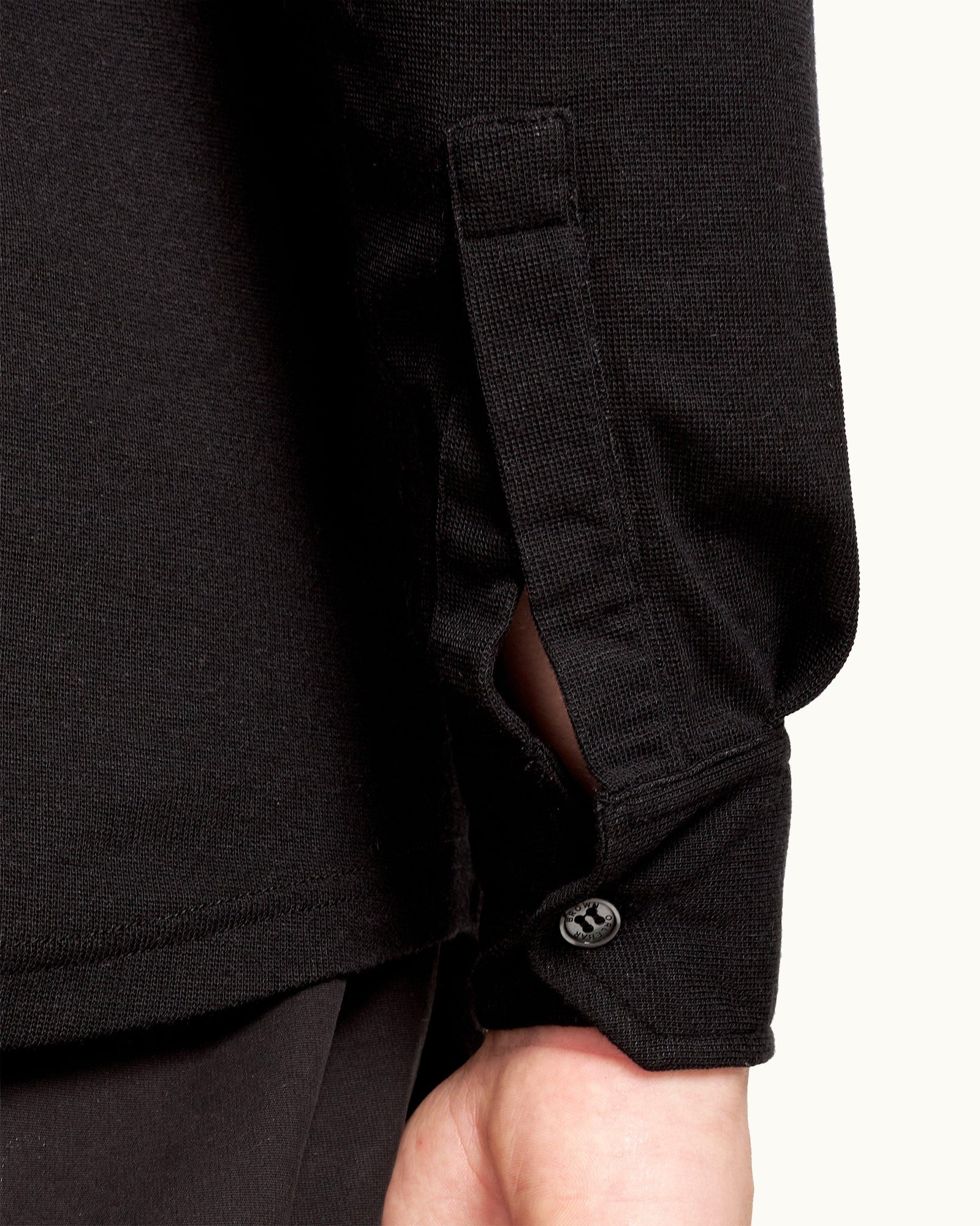 Sebastian Cashmere Black Tailored Fit Long-Sleeve Cashmere Polo Shirt | Black