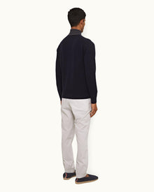 Oyster Grey Tailored Fit Single Pleat Stretch-Cotton Trousers | Oyster Grey