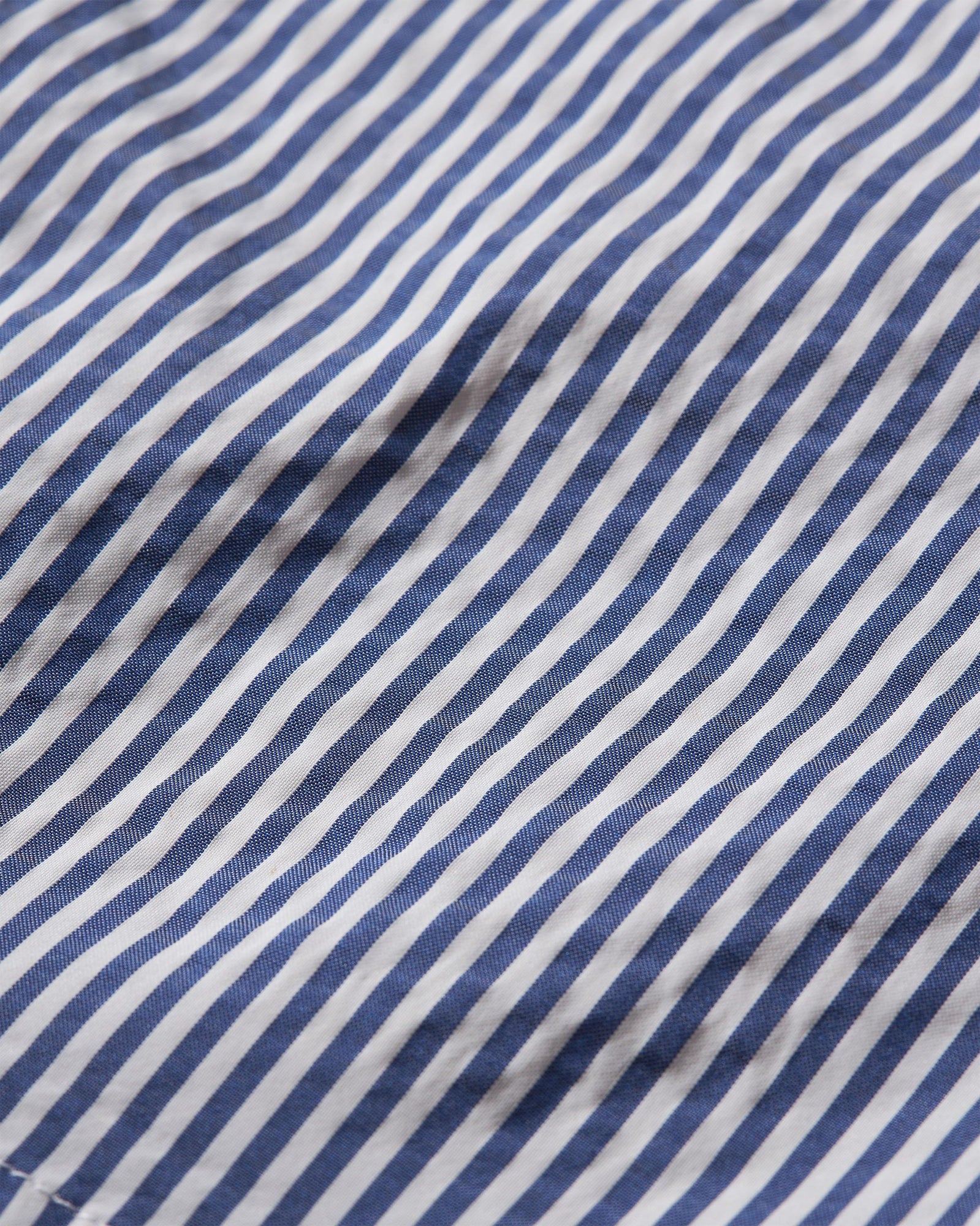 Setter Seersucker Shorter-Length Swim Shorts Woven In Italy in Blueberry/White Stripe | Blueberry/White Stripe