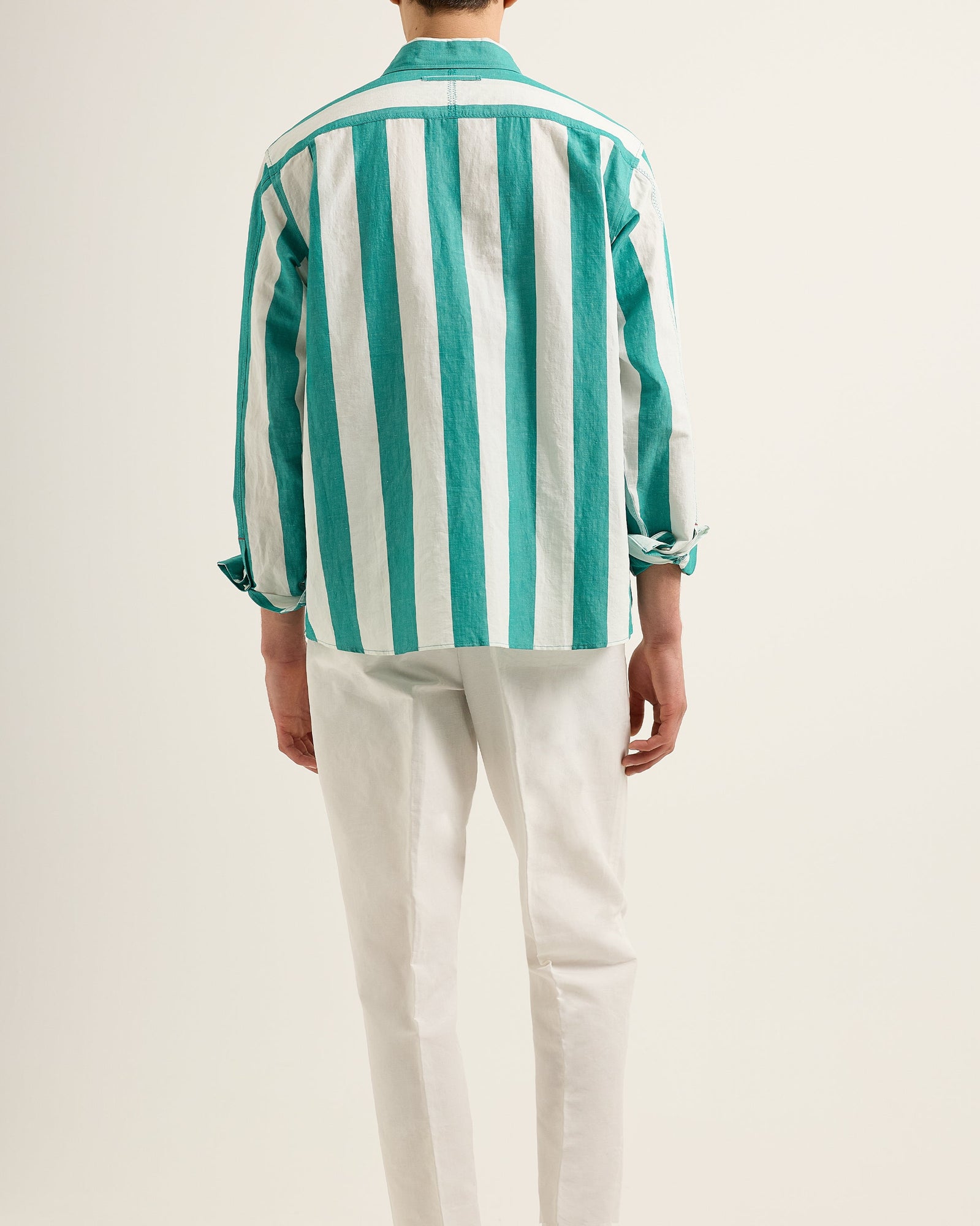 Men | Shanklin Stripe Shirt | Green/White Sand