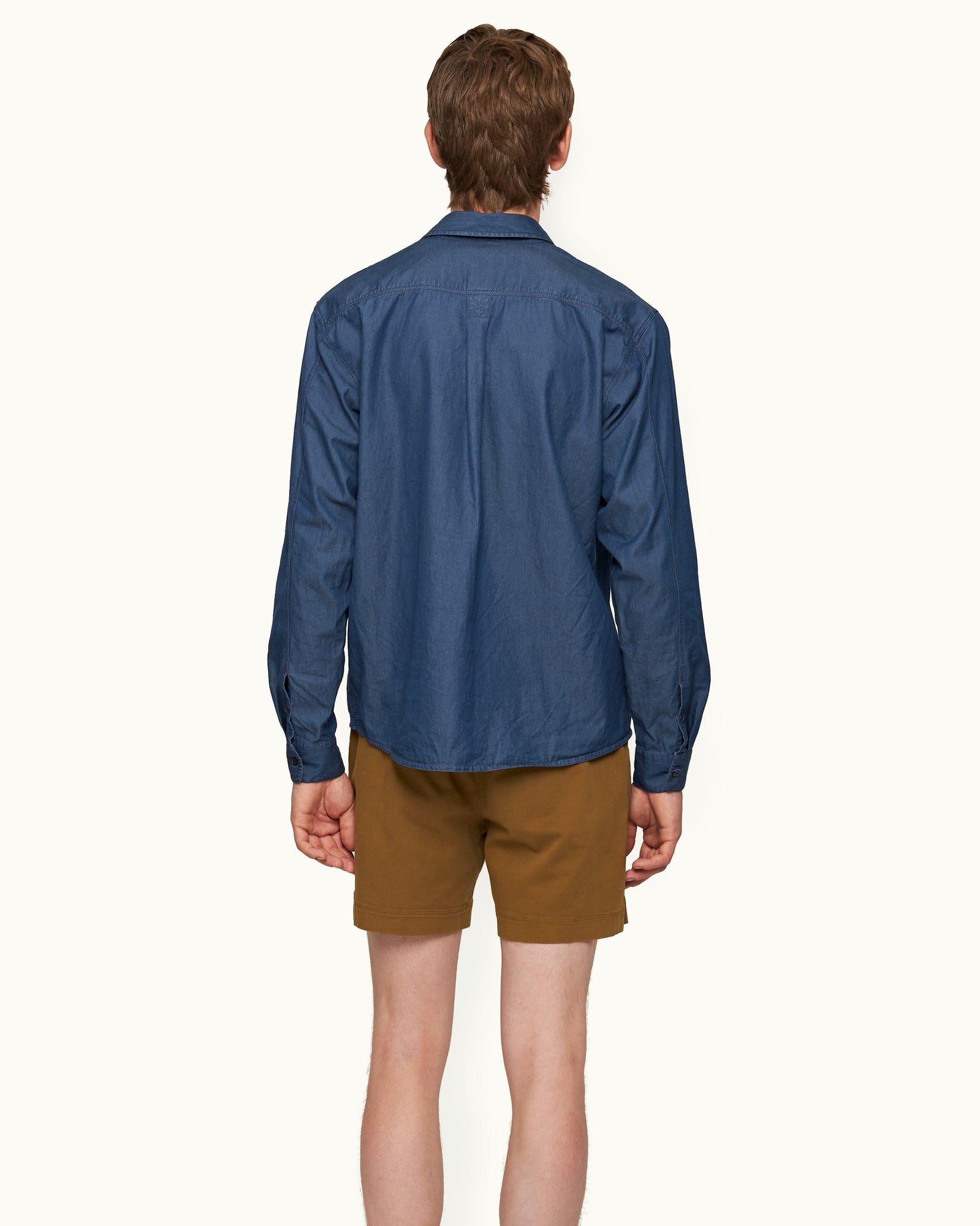 Shanklin Denim Washed Indigo Relaxed Fit Overhead Denim Shirt | Washed Indigo