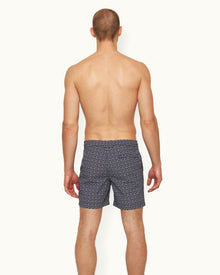 Standard Midnight Navy Geometric Mid-Length Drawcord Swim Shorts | Midnight Navy