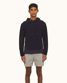 Night Iris Classic Fit Hooded Cotton Pique Towelling Sweatshirt | Night Iris