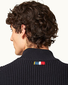 Night Iris Classic Fit Zip-Through Merino Jumper | Night Iris