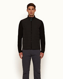 Terence Black Showerproof Milano Rib Sleeve Jacket | Black