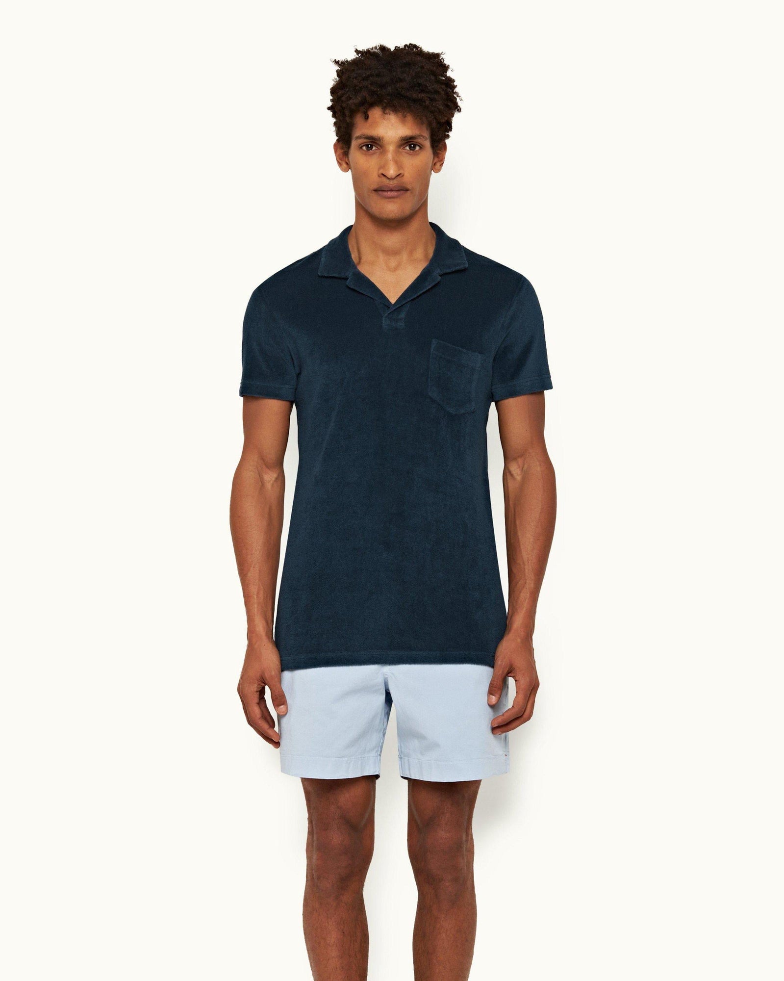 Terry Towelling Oceanic Blue Tailored Fit Towelling Resort Polo Shirt | Oceanic Blue