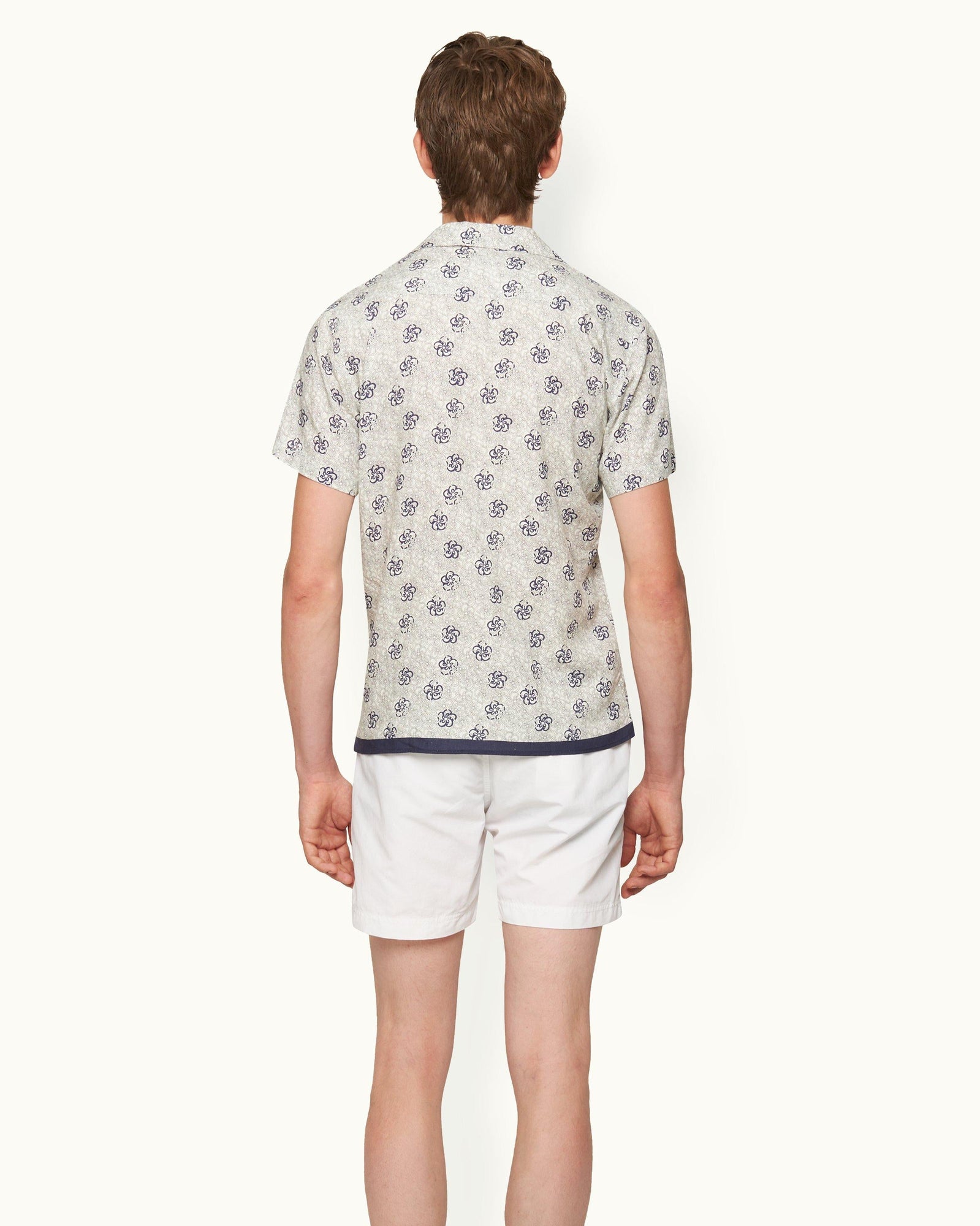 White Sand Floral Print Capri Collar Shirt | White Sand