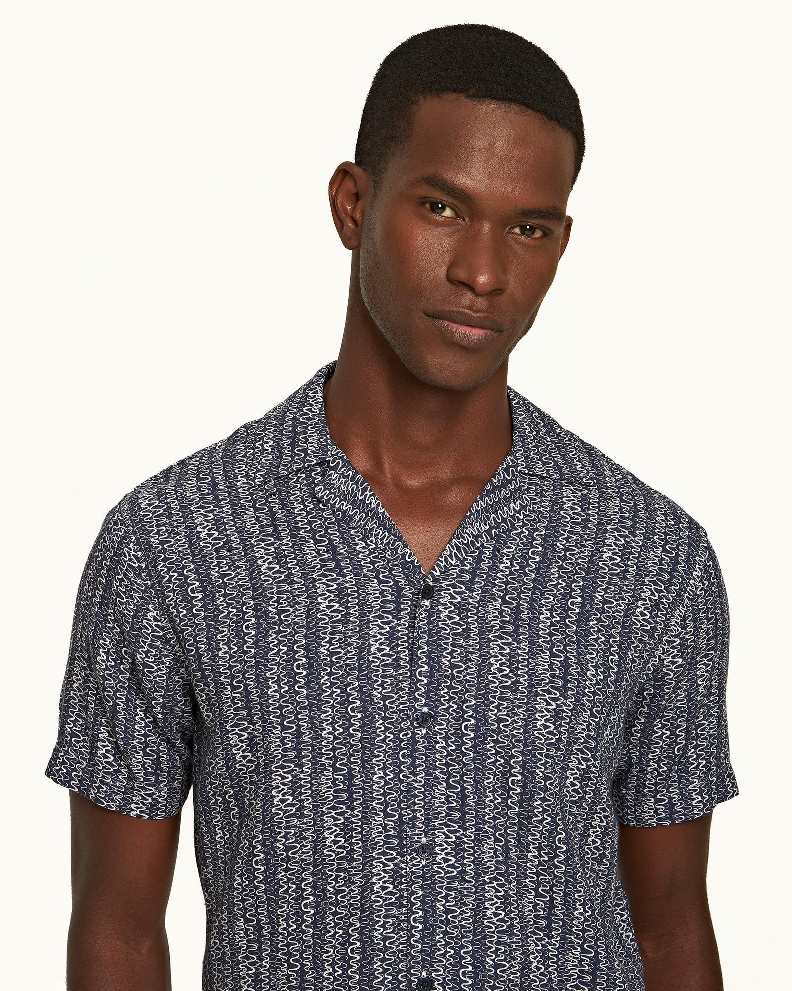 Midnight Navy Wavie Capri Collar Shirt | Midnight Navy