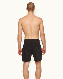 Trevone Classic Fit Stripe Seam Towelling Sweat Shorts | Black
