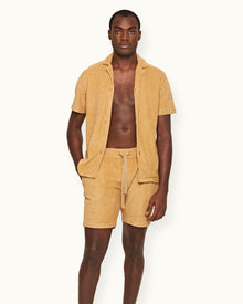 Classic Fit Double-Faced Towelling Sweat Shorts In Biscuit Colour | Biscuit
