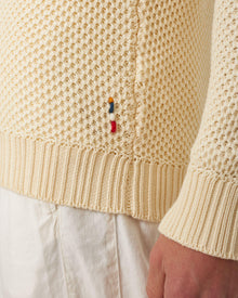 Kids | Twain Relaxed Fit, Italian Made, Textured Knit Overhead Jumper in Thasos Beach | Thasos Beach