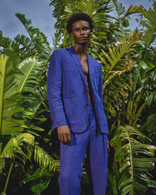 Ullock Lagoon Blue Tailored Fit Two-Button Unstructured Linen Blazer | Lagoon Blue