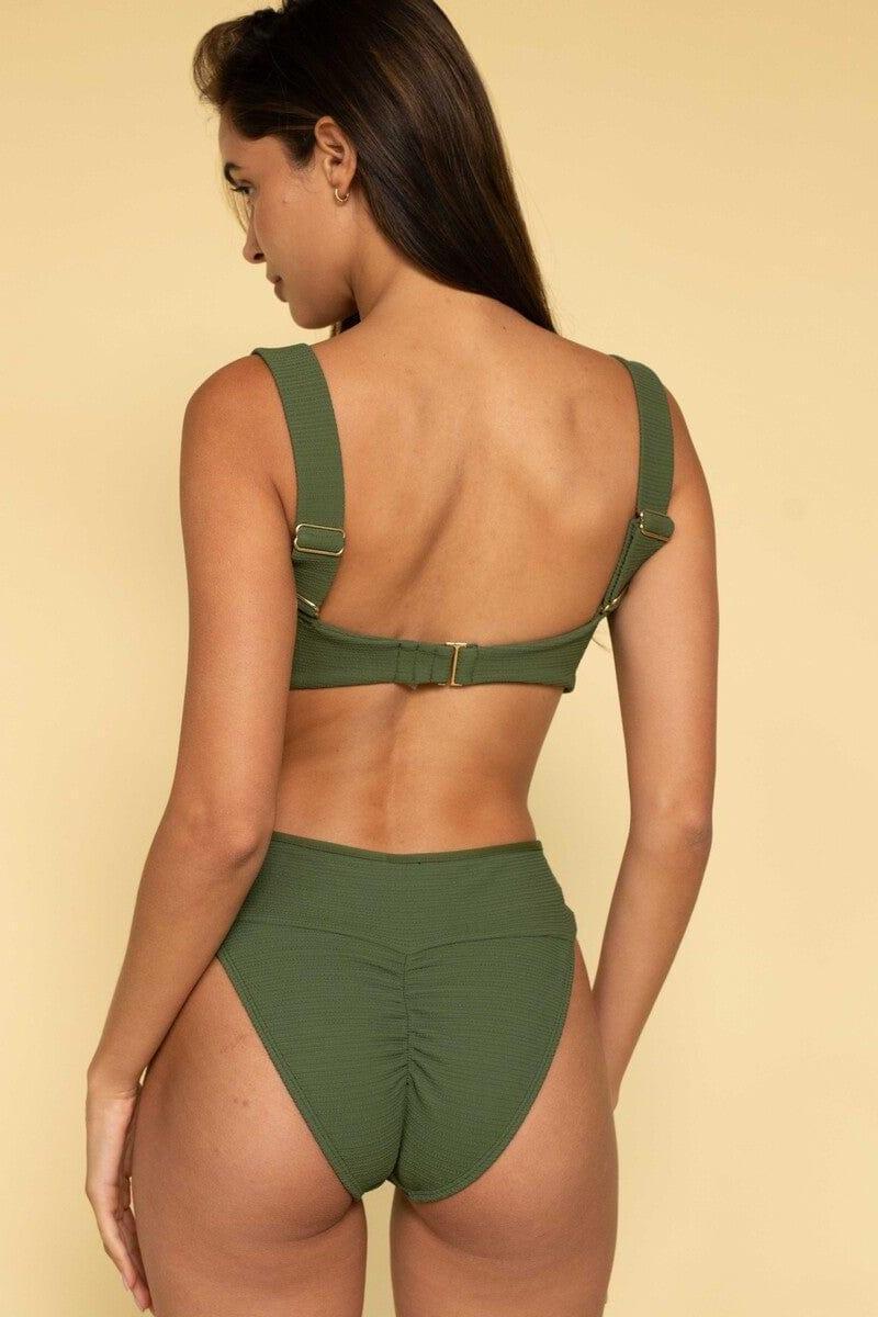 Tamarindo Bikini Bottom | Olive Micro Scrunch