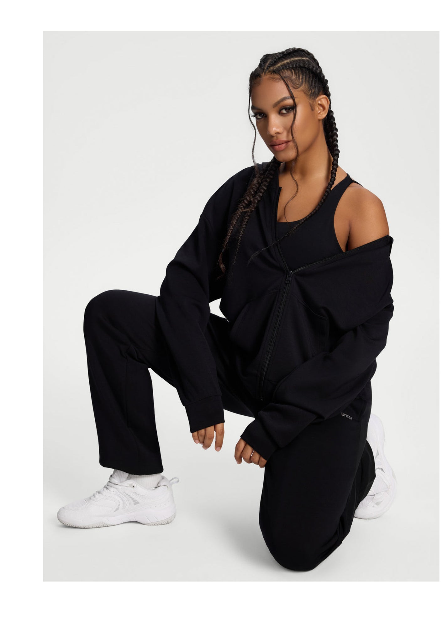 Oversized Zip-Up Hoodie | Black