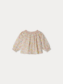 Girl | Griotte Smocked Blouse In Pink Liberty Fabric | Pink Flowers