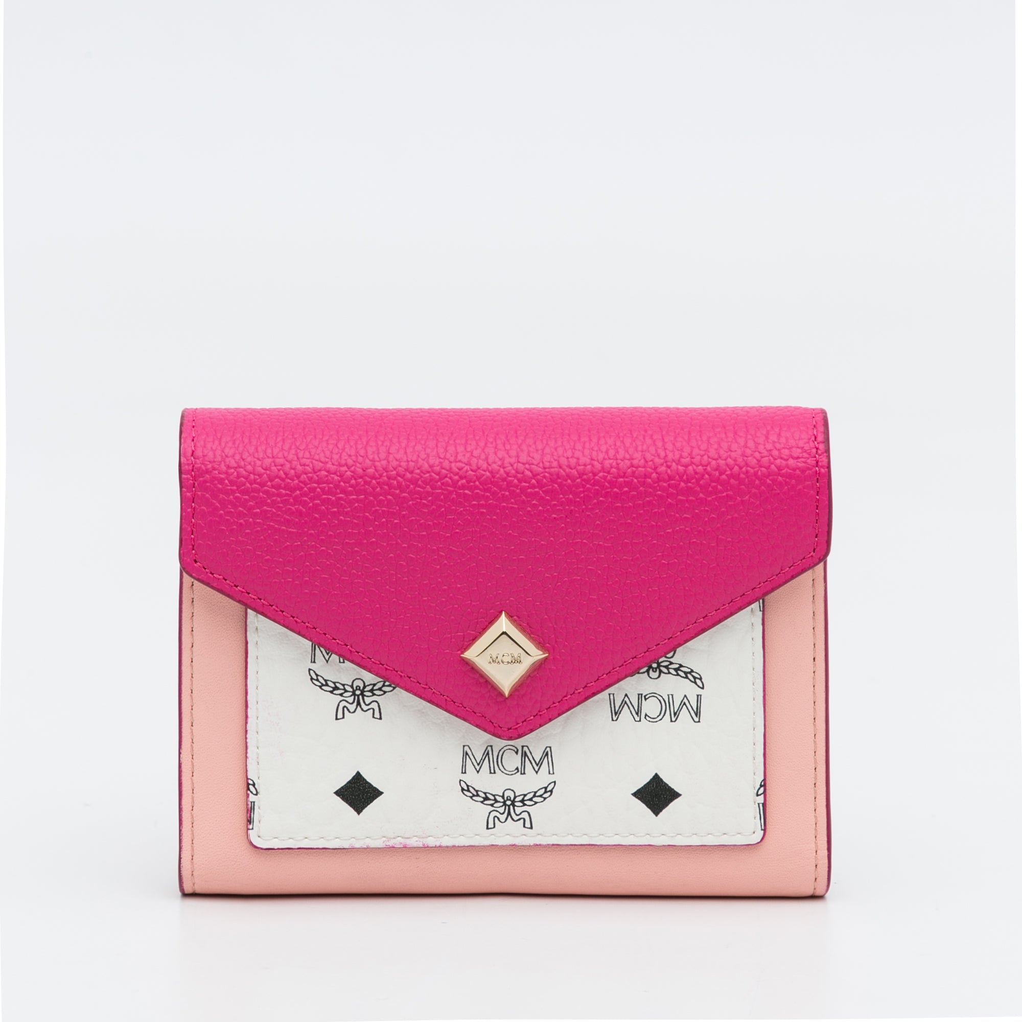 MCM Pre-Owned Visetos Colorblock Love Trifold Wallet | Women | Pink