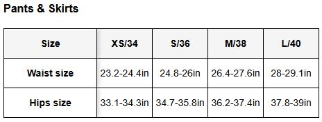 Product size guide