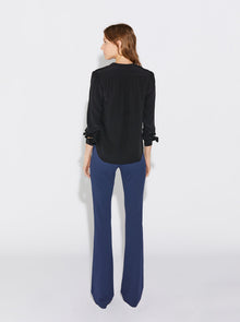 Olympia Silk Crewneck Top  | Black