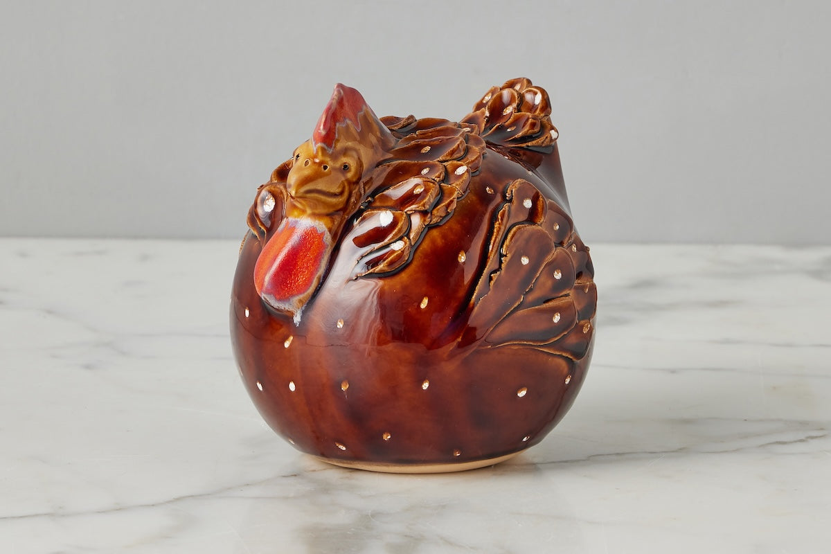 Ceramic Country French Hen | Brown | Medium