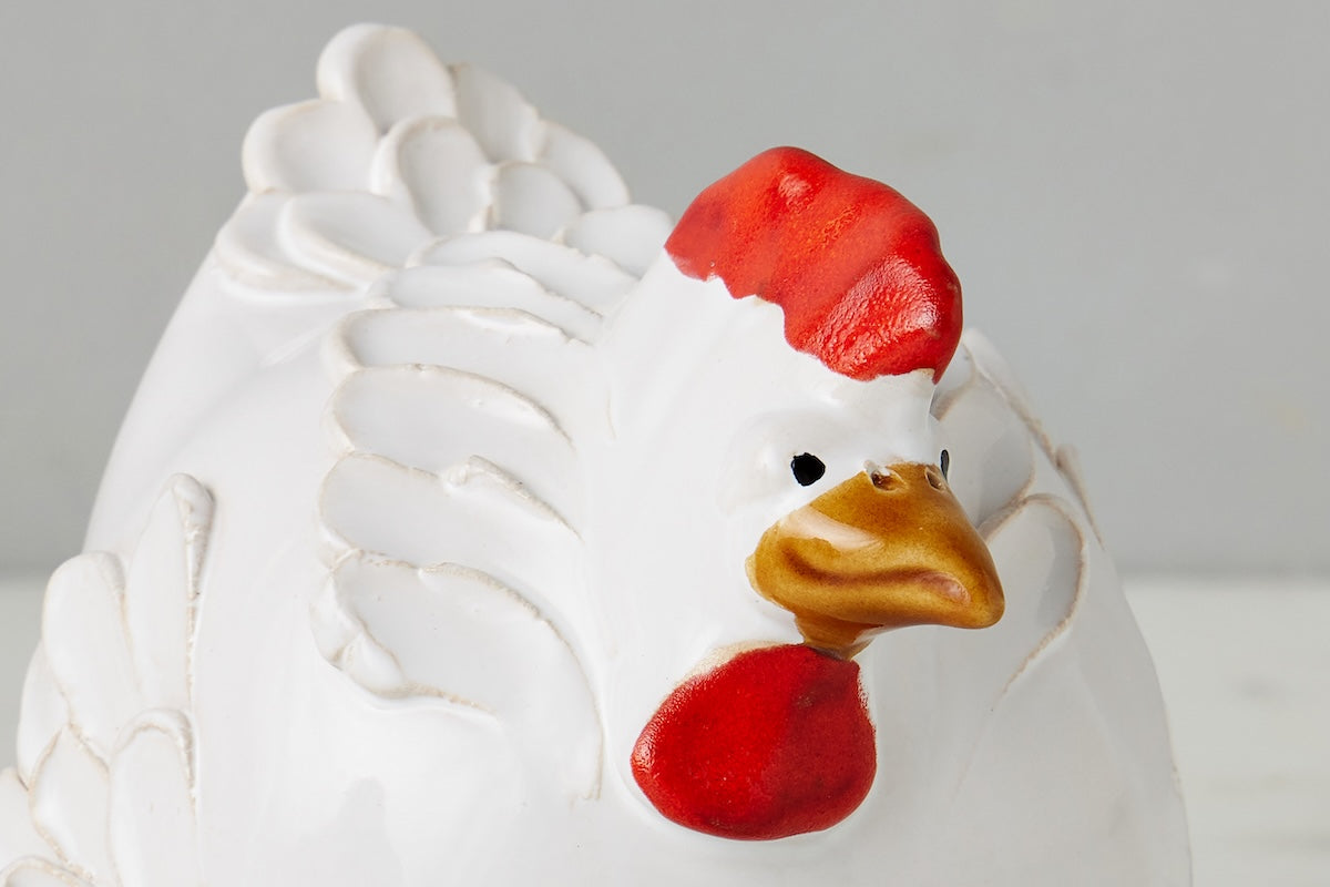 Ceramic Country French Hen | White | Small