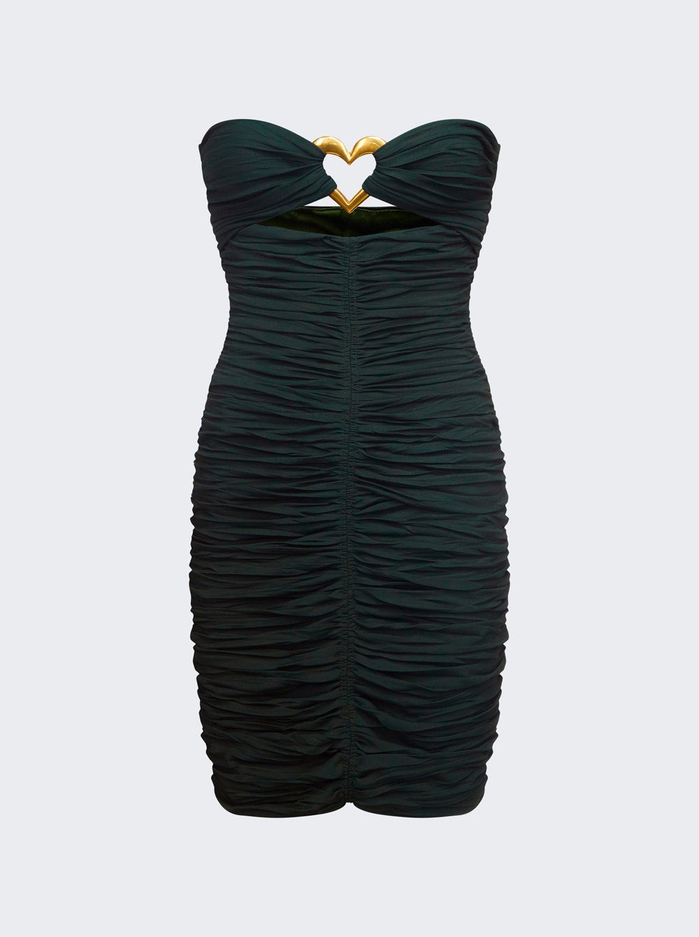 AREA | Heart Ruched Strapless Mini Dress | Green