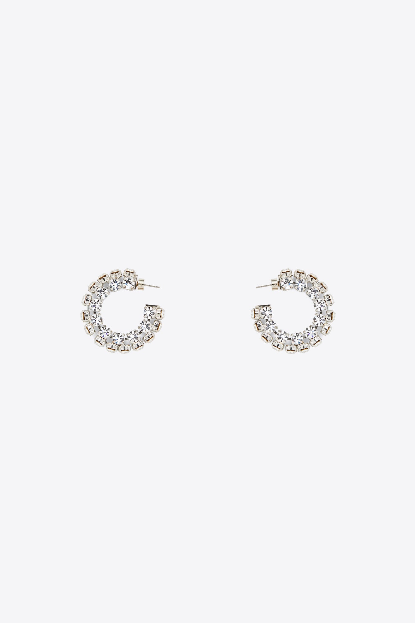 Small Crystal Hoop Earrings | Silver