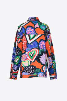 Heart Printed Denim Jacket | Multi