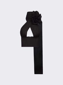 AREA | Flower Corsage Halter Top | Black