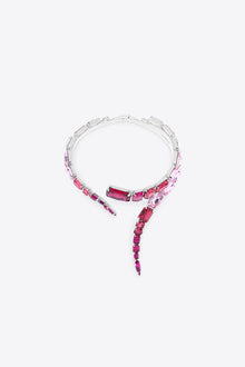 Ombre Pink Crystal Glass | Wrap Choker Necklace | Silver