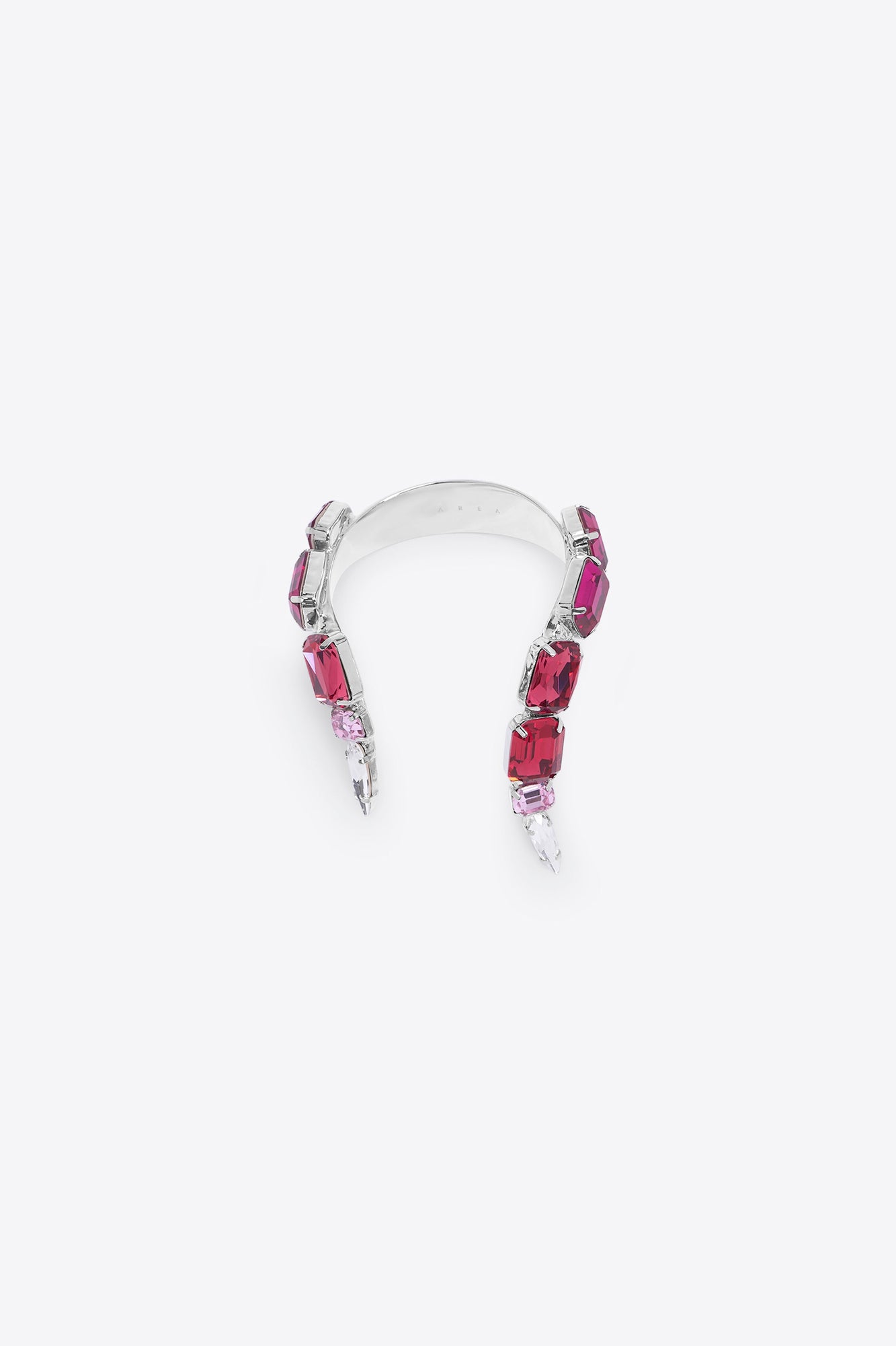 Ombre Pink Crystal Glass | Wrap Cuff Bracelet | Silver