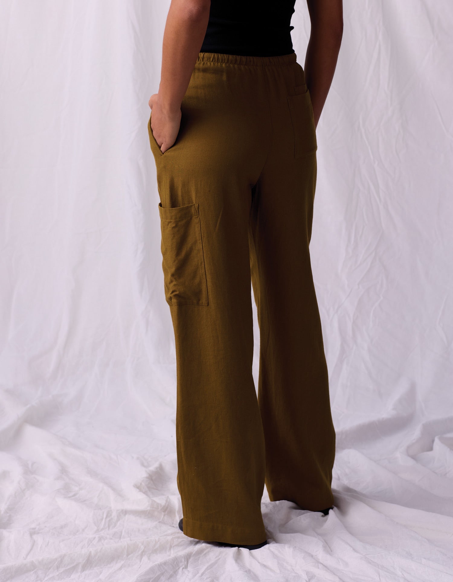 Women | Leukos Linen-Blend Drawcord Pant | Tobacco