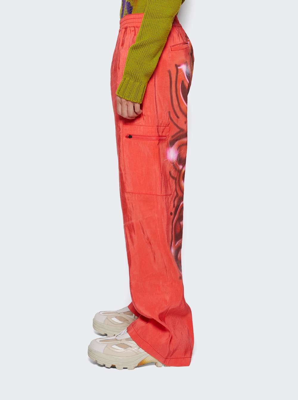 Men | Casella Meyer | Silk Typography Cargo Pants | Orange