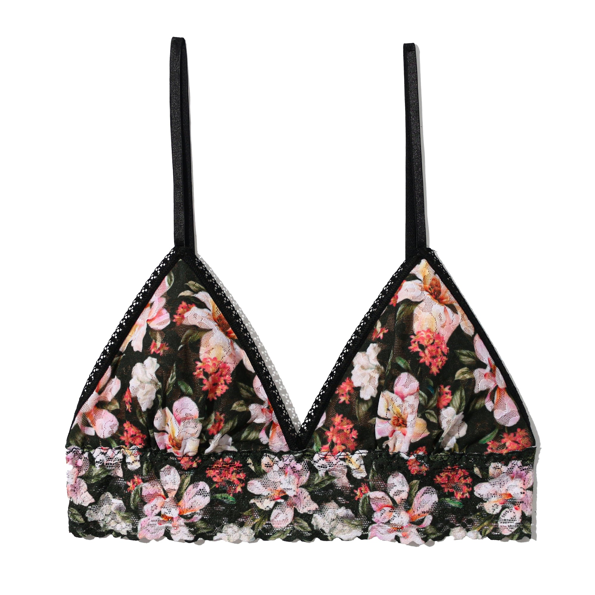 Signature Lace Padded Bralette | Dark Room Blooms (Black)