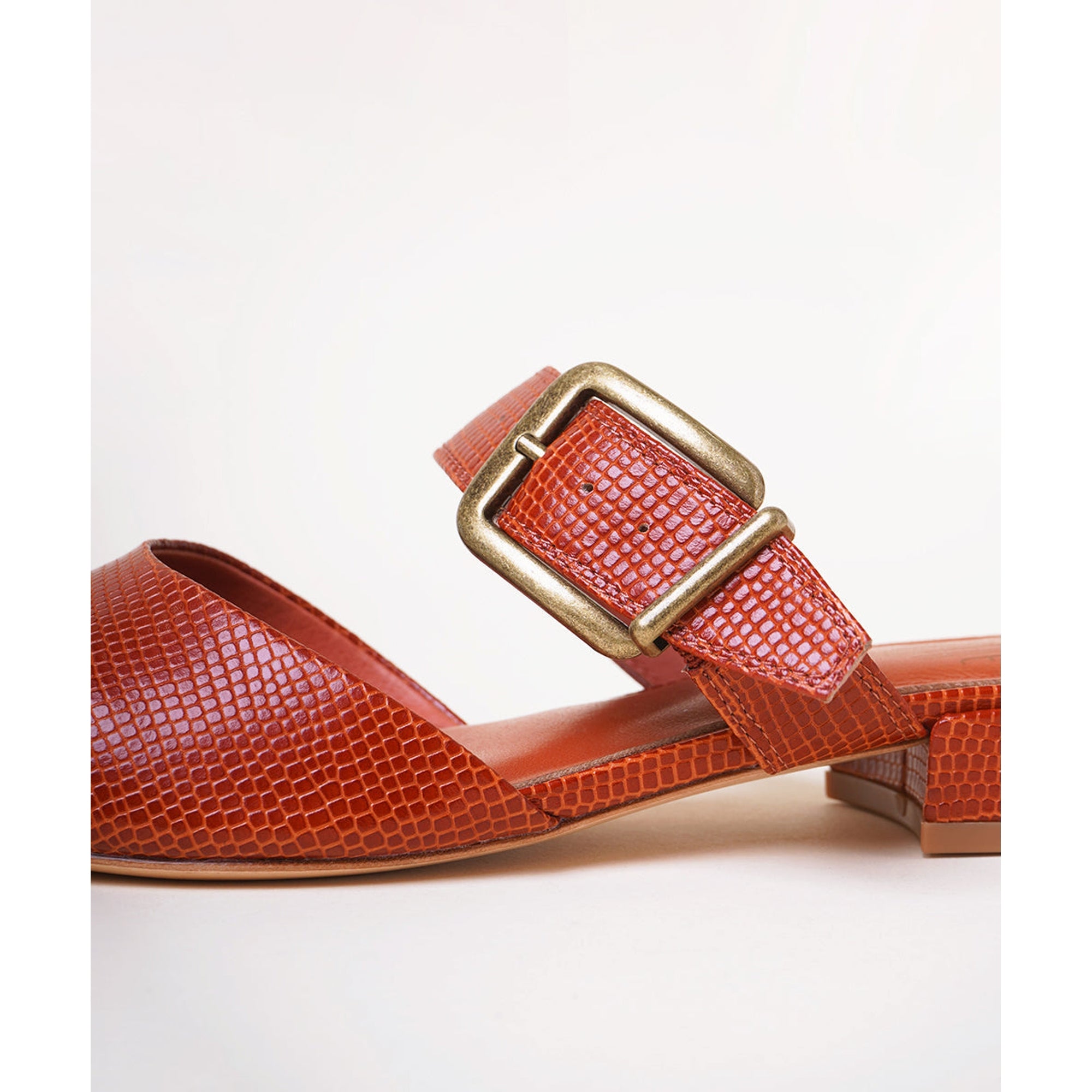 Pam Embossed Leather Slide | Tejus Sienna