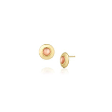 Women | Peach Moonstone Studs | 14k Yellow Gold