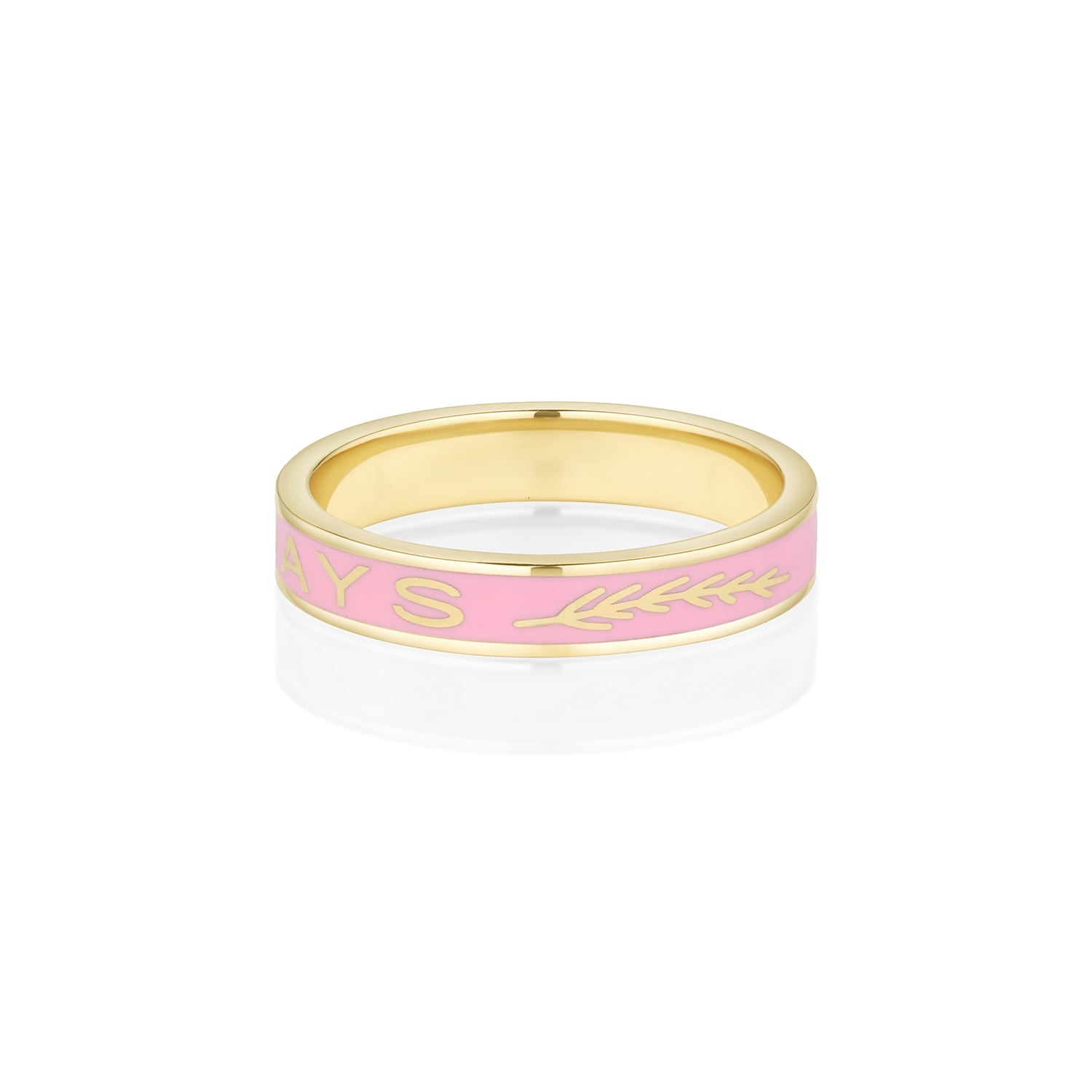 Women | "Always" Gold Memory Ring – Pink Enamel | 14k Yellow Gold