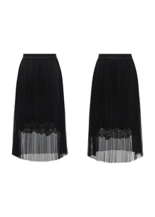 Pleated Mesh Skirt | Black