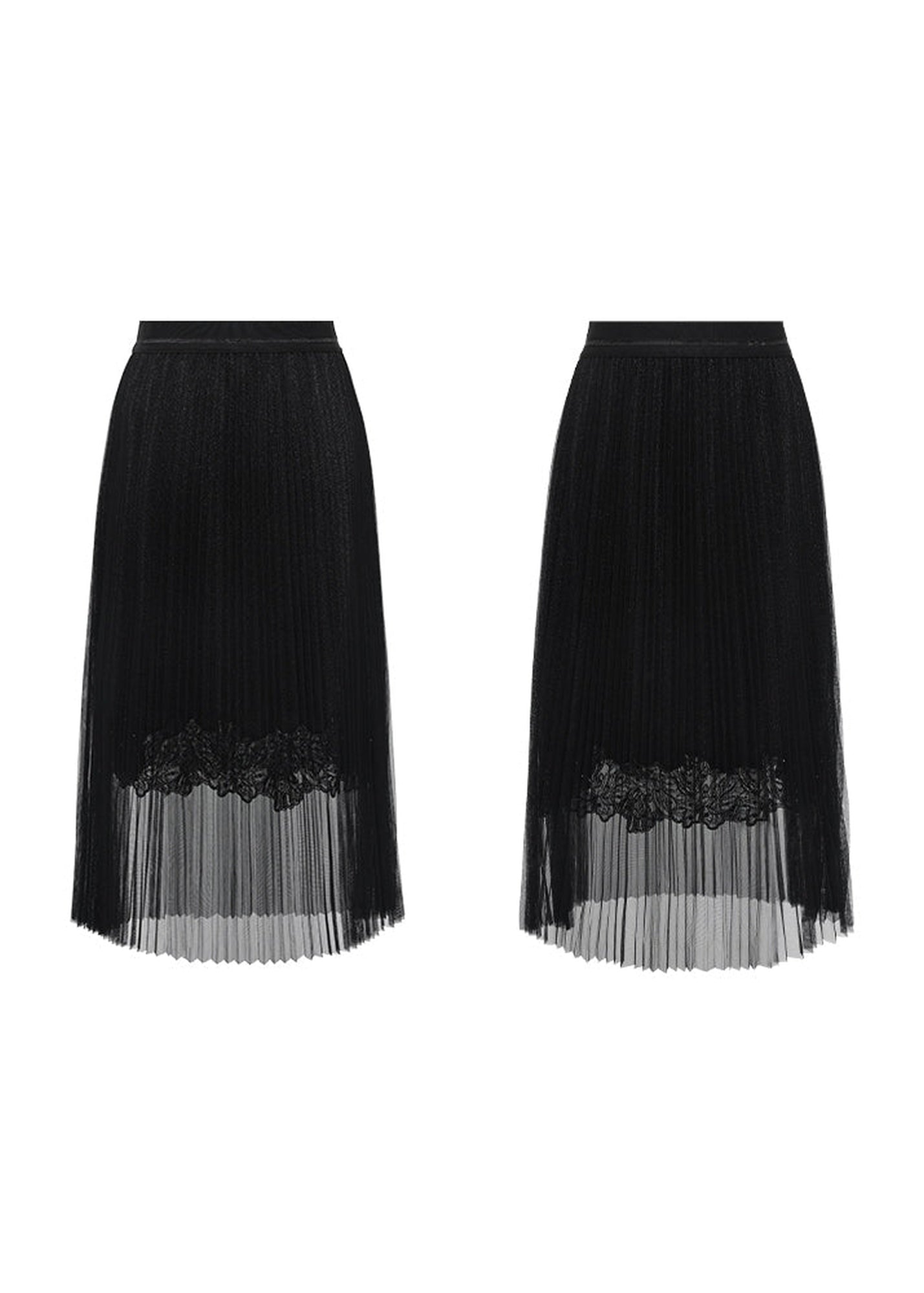 Pleated Mesh Skirt | Black